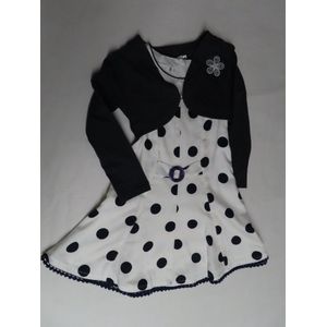 Jurk - Feestkleedje + kort gilet - Off white + marine - 4 jaar 104