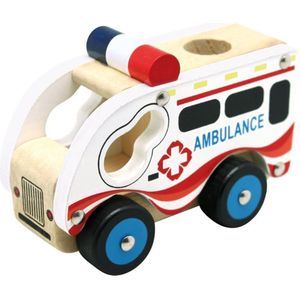 Bino Ambulance Junior 13 X 10 X 7 Cm Hout Wit/naturel