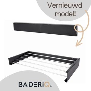 BaderiQ - Droogrek - Wasrek - Wanddroogrek - Verbeterde model 2024 - BaderiQ Valence - mat zwart - Rvs - inklapbaar - 80 x 40/2.8 x 10.5 cm