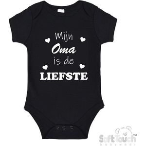 100% katoenen Romper ""Mijn Oma is de liefste"" Unisex Katoen Zwart/wit 56/62