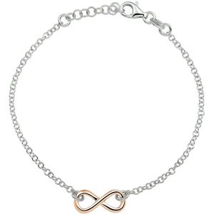 The Fashion Jewelry Collection Armband Infinity 2,1 mm 17 + 2 cm - Rosékleurig infinity symbool