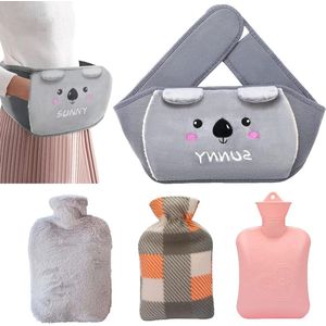 Warmwaterkruik met Zachte Hoes - Pijnverlichting - Lange Warmwaterfles - Bont - Super Zachte Hoes - Rubber - Fleeceovertrek - 4-6 uur Warm