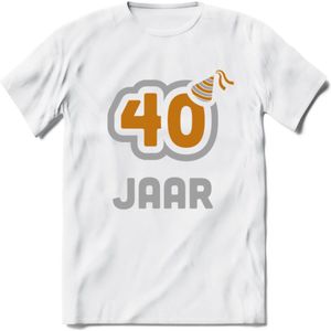 40 Jaar Feest T-Shirt | Goud - Zilver | Grappig Verjaardag Cadeau Shirt | Dames - Heren - Unisex | Tshirt Kleding Kado | - Wit - XXL