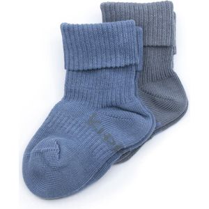 KipKep Bio-katoen Blijf-sokken 0-12 Maanden - set van 2 Denim Blue