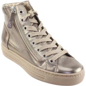Sneakers - High-Top - Leer met Tencel - EVA-zool - Plat