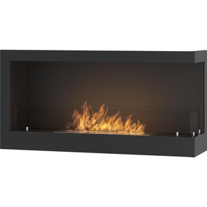 Bio ethanol haard hoek rechts - sfeerhaard met glas - inzethaard 90x45cm.