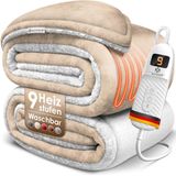 KESSER® Elektrische Warmtedeken | elektrisch verwarmingsdeken met timer automatische uitschakeling | knuffeldoek | 9 temperatuurstanden | wasbaar tot 40°C | digitaal display - 160x120cm - Beige