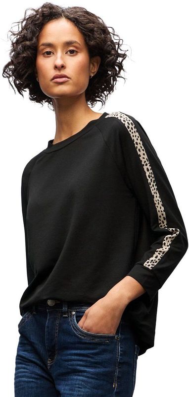 Street One Dames Shirt met leo gallon strepen in Zwart, in size: 34