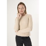 Felix Hardy Kabelgebreide Trui Met V-Hals - 100% Katoen Dames Beige - L