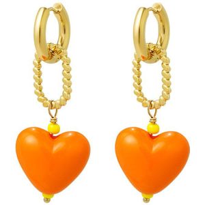 Oorbel hart oranje - gold