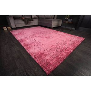 Luxe katoenen tapijt 240x160cm roze vloerkleed oosters patroon
