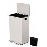 Klarstein EcoVista - Prullenbak - Roestvrij Staal - 60L - Afvalscheidingssysteem met 3L Compostbak