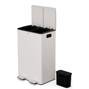 Klarstein EcoVista - Prullenbak - Roestvrij Staal - 60L - Afvalscheidingssysteem met 3L Compostbak