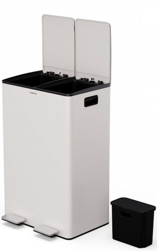 Klarstein EcoVista - Prullenbak - Roestvrij Staal - 60L - Afvalscheidingssysteem met 3L Compostbak
