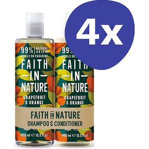 Faith in Nature Grapefruit & Sinaasappel 2 in 1 Pack Shampoo & Conditioner (4x 2 stk)