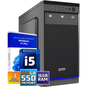 Intel Ultra Compleet Desktop PC | Intel Core i5 | 16 GB RAM | 512GB SSD M.2 | DVD+RW | Windows 11 Pro | Business Office Multimedia Computer