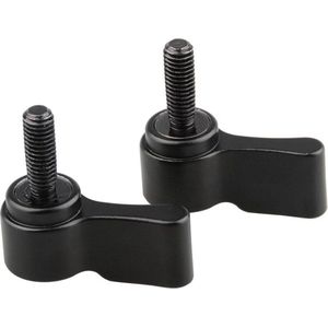 Mannelijke Threading 18mm lang Roterende Knop Verstelbare Duim Hendel Schroef Zwart - M5 .