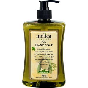 MELICA ORGANIC Biologische DELICATE VOEDENDE HYDRATERENDE Milde 96% Natuurlijke OLIJVEN EXTRACT Vloeibare ZEEP/Handzeep voor ELK en Gevoelige Huid zonder Parabenen, SLS met pomp 500ml