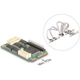 Delock - Mini PCIe I/O Controlekaart - 4 x Seriële RS-232 - 1 x Parallelle D-Sub