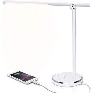 Aigostar Vince - Bureaulamp Led Dimbaar - Opvouwbaar - USB Opladen - Smart Touch - Wit