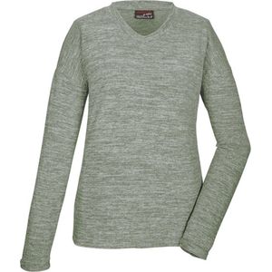 Killtec dames trui - fleece trui dames - v-hals - 40897 - olijf groen gemeleerd - maat 36