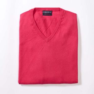 Osborne Knitwear Trui met V hals - Katoen - Pink - M