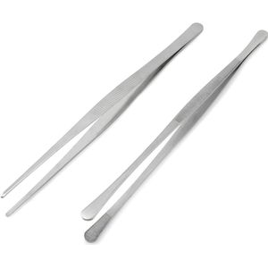Lange roestvrijstalen pincet - kookpincet, grillpincet - 2 stuks - 30 cm