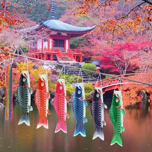 Carp Flag 100cm Realistic Fishing Windbag Durable Waterproof Japanese Wind Flag Fish Koi Hanging Flag for Home Party Decoration (Pink)