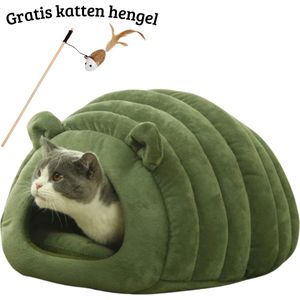 Janse® Kattenmand XL - Groen - Kattenhuis - Dierenmand - Kattenbed - Poezenmand - Kattenkussen - Kattenhol - Cat cave