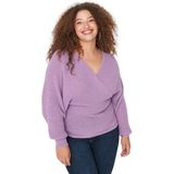 Trendyol - Plus Size - Knitwear - Steen - Relaxed Double-Breasted Jumper