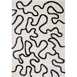 KAPPAR - Vloerkleed - Wit/Zwart- 160 x 230 cm - Viscose