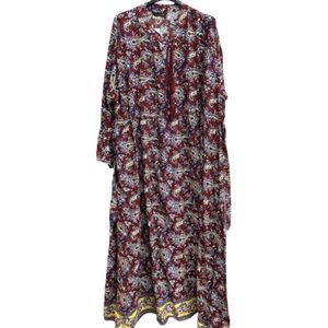 Dames Lange Jurk Boho Style Paisleyprint in grote maten onesize 42-50 donkerrood