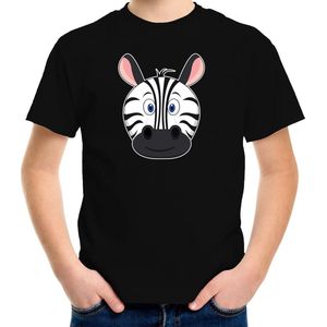 Cartoon zebra t-shirt zwart voor jongens en meisjes - Kinderkleding / dieren t-shirts kinderen 110/116
