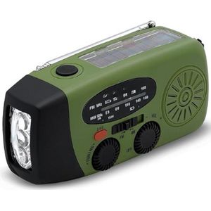 Noodradio - Solar Opwindbaar - Solar powerbank - 2000mAh - Zonneenergie - Survival Noodpakket - Zaklamp Oplaadbaar - AM/FM - Noodrantsoen -Groen