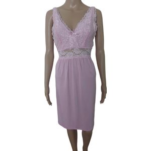 Dames - Nachtmode - Slipdress - Kleur Lichtroze - Maat 44 - Moederdag - Kerst