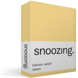 Snoozing - Katoen-satijn - Laken - Lits-jumeaux - 240x260 cm - Geel
