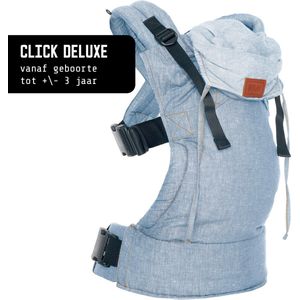 ByKay Draagzak Click Carrier Deluxe - Luxe Draagzak Draagzak Baby broekmaat 62/68 tot +/- 3jaar - Maximale Ondersteuning, Comfort & Ergonomie - Click & Go - voor Buik, Heup en Rug - Stonewashed Blue