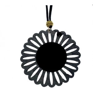 Ketting -zwart -hout -bloem -Goudkleurig- verstelbaar- Charme Bijoux
