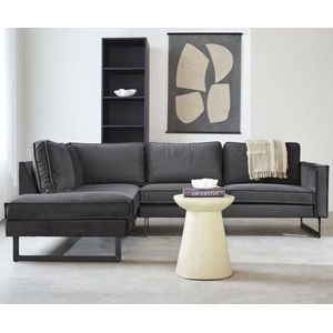 Dimehouse Hoekbank Quinn velvet antraciet links - Velvet - Industrieel - 247 x 195 x 84 cm