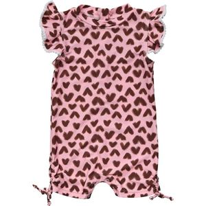 Snapper Rock - UV Zwempak voor baby's - Korte flutter mouw - Wild Love - Roze - maat 1 (69-75cm)