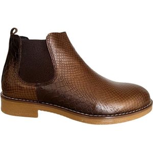 Leren schoenen- Heren Laarzen- Chelsea boots- Heren schoenen- Exclusief Stoere Mannen laarzen- Enkellaarsje 504- Leather- Goudbruin- Maat 42