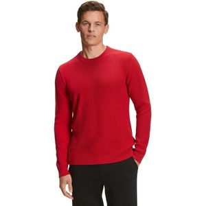 FALKE Basic Crew Neck Cotton Structure elegante klassieker katoen trui heren rood - maat XL