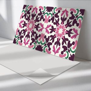 Wallfluent Vinyl Wandpaneel - Symmetrisch plantenpatroon Wandpaneel PVC - 100 cm x 50 cm - Roze Vinyl Wandpaneel - Set van 1 - Rechthoekig Wandbekleding Vinyl - Patroon Wandpaneel - Zelfklevend Wandpaneel - Wandpaneel Keuken en Badkamer