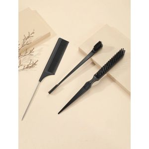 FA-VE Slick Back Hair Brush - Slickback Hairbrush Set van 3 - Haarborstel - Toupeerkam - Toupeerborstel - Hairbrush - Slick Back Brush - Slick Back Bun Brush - Zwart