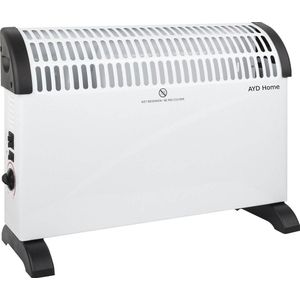 AYD Home Elektrische kachel - Convectorkachel – 2000W - Regelbare thermostaat - 3 standen – Verwarmt ruimtes tot 24m2 - Inclusief ventilator – Geruisloos - Wit/Zwart