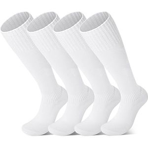2 paar - Professionele voetbalsokken met lange mouwen - Verdikte handdoekzool - Antislip en zweetafvoerend - Geschikt voor volwassenen - Maten 35-45 - Powertrainingssokken - Wit