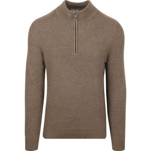 Suitable - Schipperstrui - Taupe - Half Zip - Heren - Slim-Fit