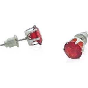 Aramat jewels ® - Oorbellen rond staal zirkonia 6.9mm rood