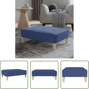 The Living Store Voetenbank 78x56x32 cm stof blauw - Voetbank - Blauwe Voetenbank - Moderne Voetenbank - Comfortabele Voetenbank - Voetenbank Lounge