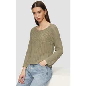 Gebreide Trui - Slim-fit - Katoen - 3/4 Mouwen - Ajourpatroon